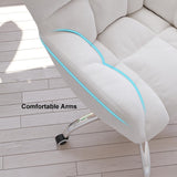 Modern Office Chair Upholstered Cotton & Linen Swivel Task Chair Height Adjustable