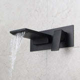 Sleek Black Wall Mounted Single Handle Waterfall Bathroom Sink Faucet