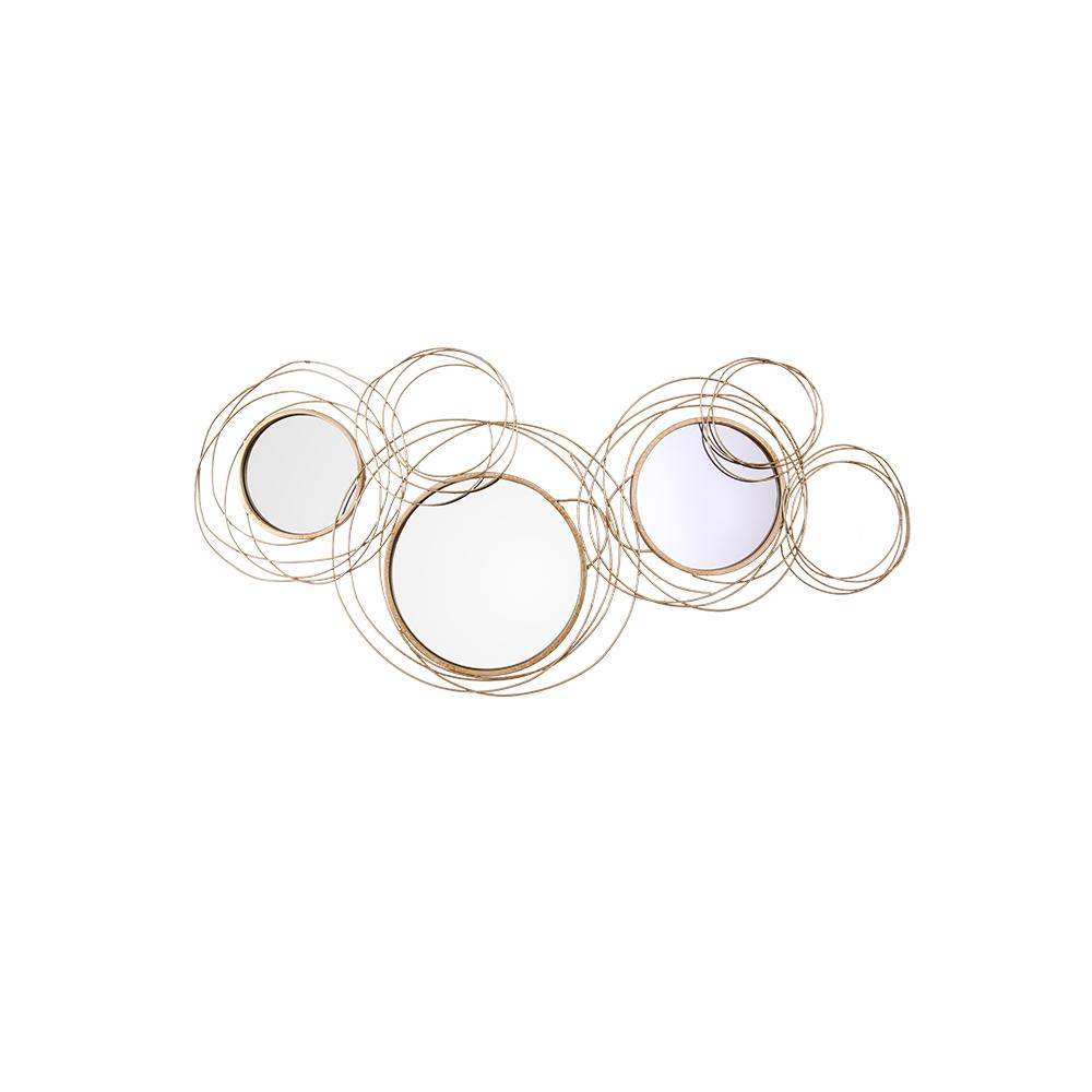 Light Luxury Creative 3D 4 Rings Round Gold Metal Wall Mirror