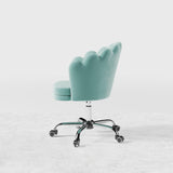 Blue Modern Swivel Office Chair Velvet Upholstered Task Chair Adjustable Height