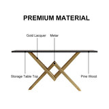 Black & Gold Narrow Console Table Accent Table For Entryway X Base Metal in Small