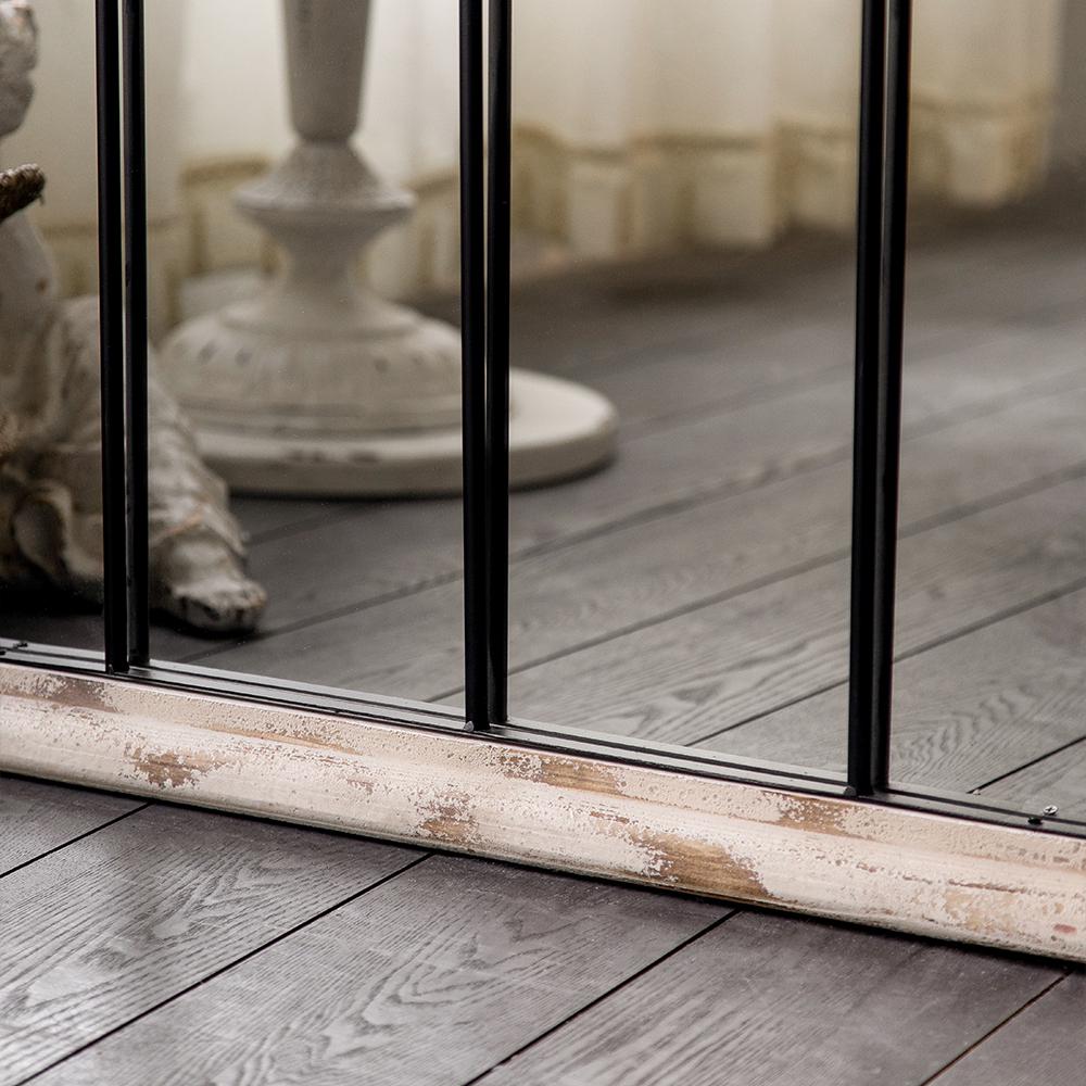 Full Length Arch Mirror Farmhouse Floor Mirror in Distressed White