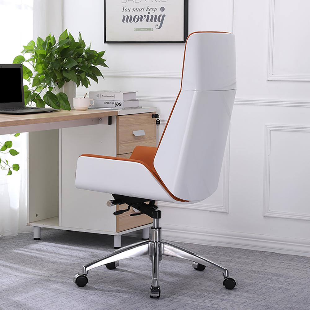 Faux Leather Office Chair Desk Chair with Wheels & Adjustable Height