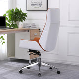 Faux Leather Office Chair Desk Chair with Wheels & Adjustable Height