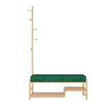 39" Gray Entryway Bench and Coat Rack Velvet Shoe Storage Bench with Coat Tree