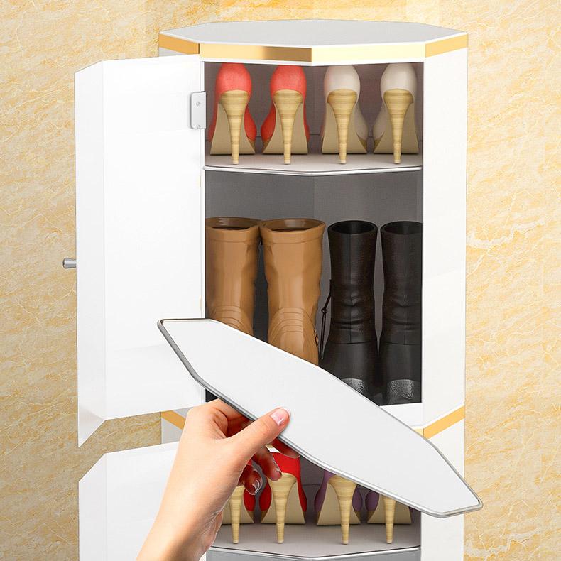 Shoes Storage Furniture Storage Cabinets Storage White&Gold 3-Door 9 Pairs Shoes