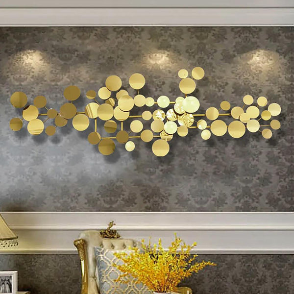 ゴールド　幾何学模様　アイアン　壁装飾　壁装飾-Wehomz　1ピース　モダンスタイル