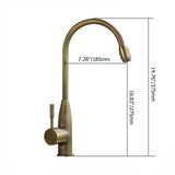 Stev Classic Antique Brass Goosenecked Single Handle 1-Hole Kitchen Faucet Solid Brass