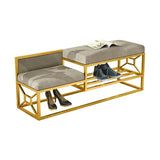 39.4" Gray Shoe Storage Bench Entryway Bench Velvet Upholstered with Metal Frame