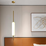 White Pendant Light Fixture LED Single Hanging Light Brass Finish