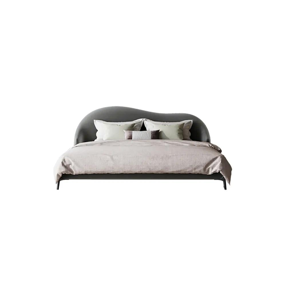 Light Pink Queen Bed Velvet Upholstered Platform Bed with Metal Legs