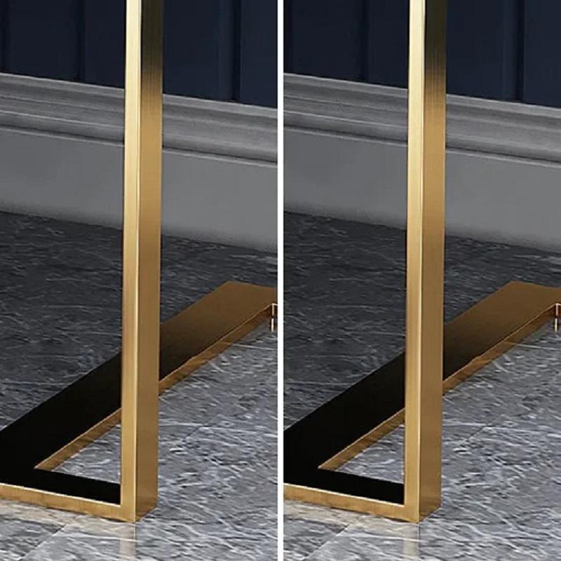 Modern Nightstand with Drawer, PU Leather in Deep Blue, Gold Leg