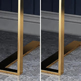 Modern Nightstand with Drawer, PU Leather in Deep Blue, Gold Leg