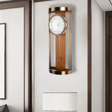 Modern Metal Hollow-out Wall Clock with Pendulum & Rhinestones