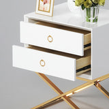 19.7" Modern Black Nightstand with 2 Drawers X-Shaped Pedestal