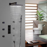 Modern Wall Mounted 12" Rainfall Showerhead & Handheld Shower with Six Body Spray Jets
