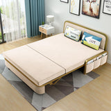 Modern Convertible Sofa Bed with Storage Velvet Upholstery in Beige & Gold