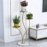Modern Metal Plant Stand 3-Shelf Gold Corner Planter Stand Indoor