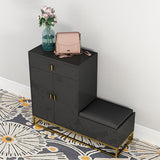 White Shoe Storage Bench 4 Shelves PU Leather Upholstered Shoe with Drawers & Flip Top