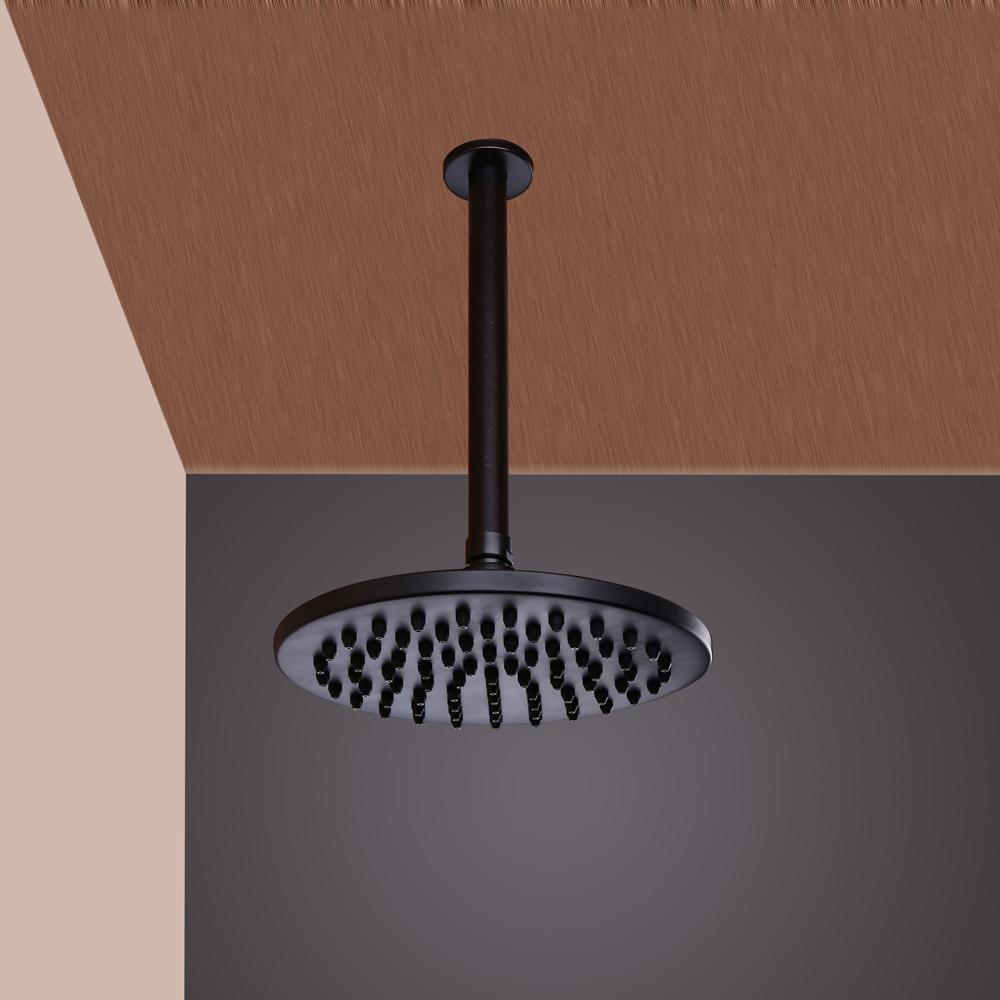 Retro 1-Handle Ceiling Mounted Round Rain Shower Head & Hand Shower Set Antique Black