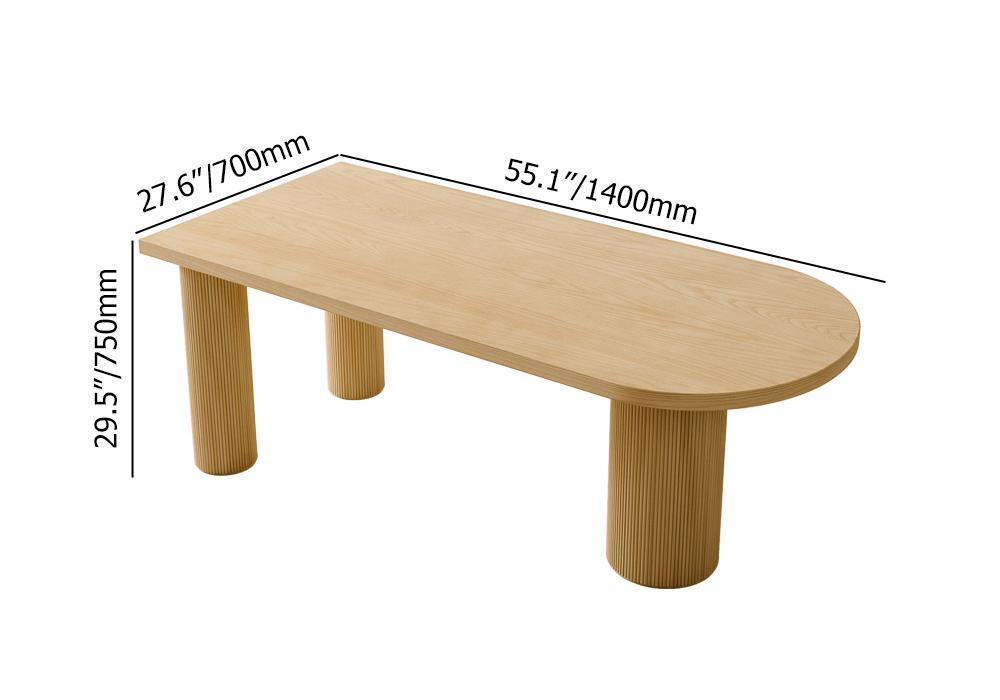 55" Farmhouse Dining Table 6 Seater Pine Wood Table Pedestal Base