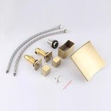 Grop Brushed Gold Waterfall Widespread Bathroom Sink Faucet Double Handle