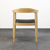 Modern Curved Back Dining Chair Upholstered Leather Walnut Wooden Armchair