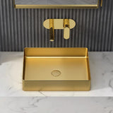 Contemporary Gold Rectangular Stainless Steel Vessel Sink Luxury Wash Sink