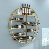 Modern Round Wall Mounted Metal Black Wine Rack