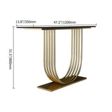 47.2" White Solid Wood Narrow Console Table Gold Metal Pedestal Entryway Table