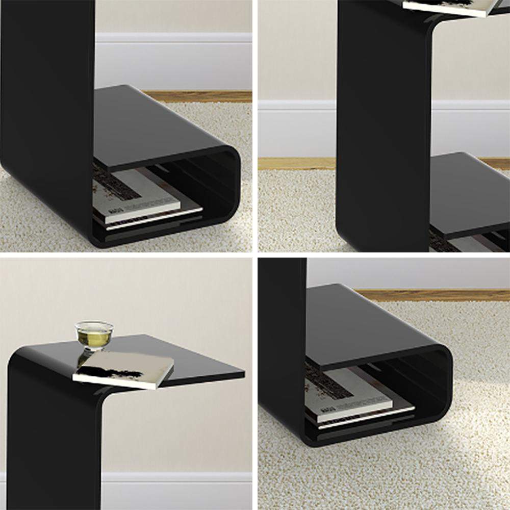 Modern Clear Acrylic End Table with Storage C-Shaped Side Table-Richsoul-End & Side Tables,Furniture,Living Room Furniture