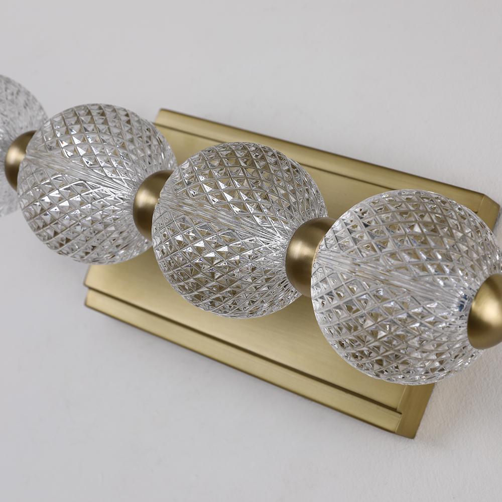 4-Light Clear Acylic Vanity Wall Light for Bathroom in Gold