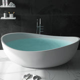 70" Contemporary Oval Freestanding Stone Resin Soaking Bathtub in Black
