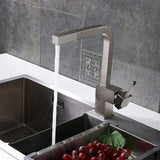 Contemporary Single Handle Square Pull-Out Brass Kitchen Faucet in Brushed Nickel