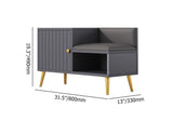 White Contemporary Upholstered Shoe Rack Bench with Storage Cabinet and Shelf Entryway