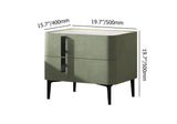 Modern Nightstand with Drawers & Sintered Stone Top Freestanding Bedside Table in Green