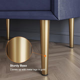 Modern 2 Drawers PU Leather Bedside Table Nightstand with Gold Metal Legs