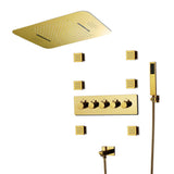 Wall-Mounted 23" Thermostatic Shower System in Gold 4 Functions