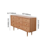 63" Natural Bedroom Dresser with 9 Drawers Wooden Chest of Drawers with Gold Knobs