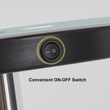 Lámpara de pie ajustable negra moderna Luz de lectura de pie LED con estante de vidrio