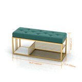 Velvet Upholstered Entryway Bench with Storage Bed Bench in Green