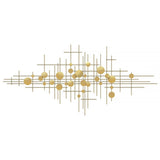 Mid-Century Metal Wall Decor Abstract Bar & Dots Gold Art