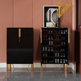 Aro Black Shoe Storage 18 Pairs Shoes Cabinet in Gold