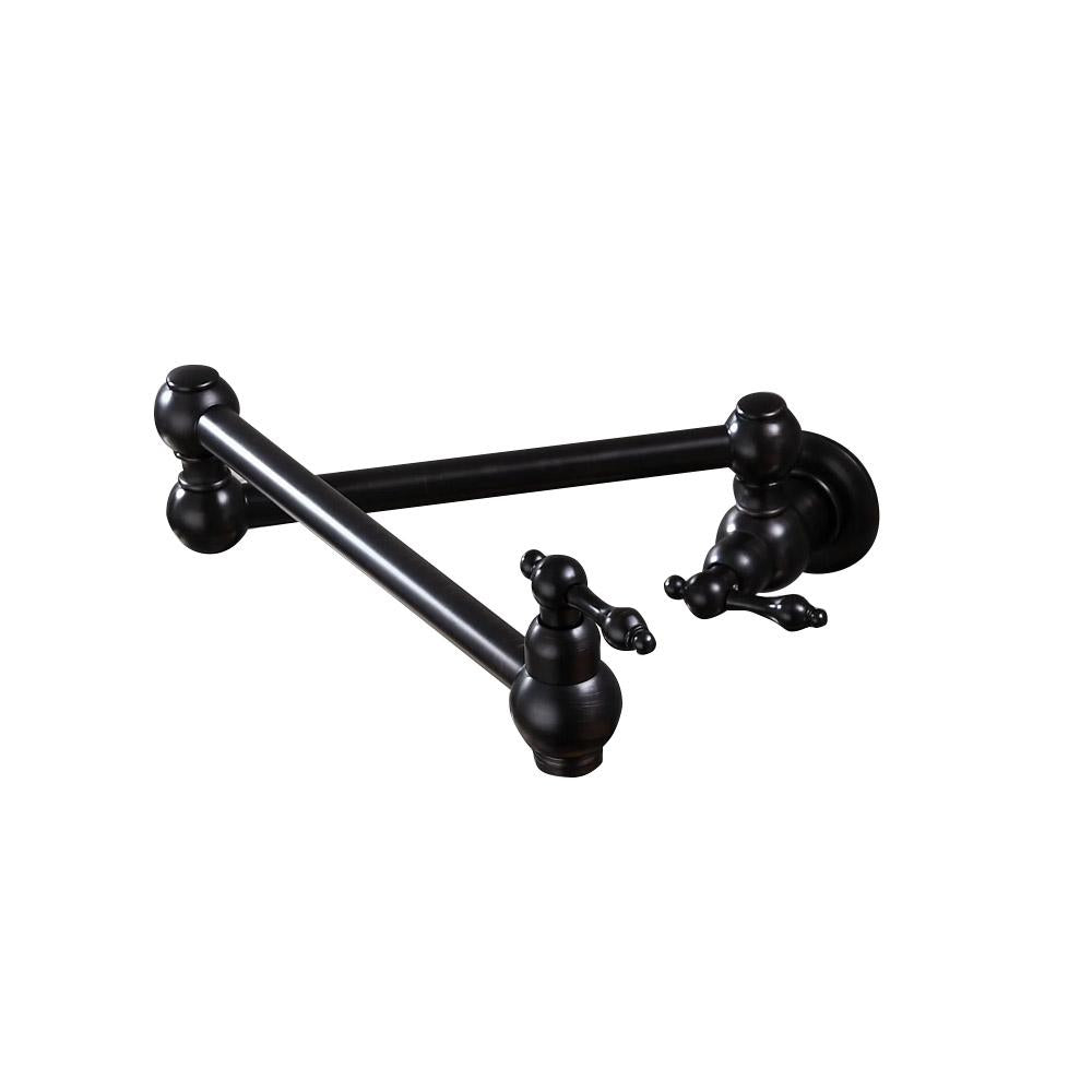 Wall Mounted Retractable Double Handle Cold Only Faucet with Double Swing Joints