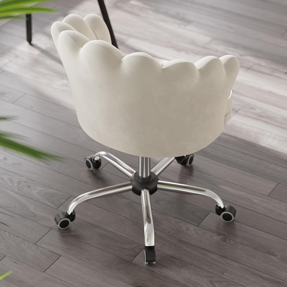 Blue Modern Swivel Office Chair Velvet Upholstered Task Chair Adjustable Height