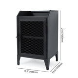 Industrial Nightstand with Door 2-Tier Bedside Table Metal Frame Nightstand Rustic Black