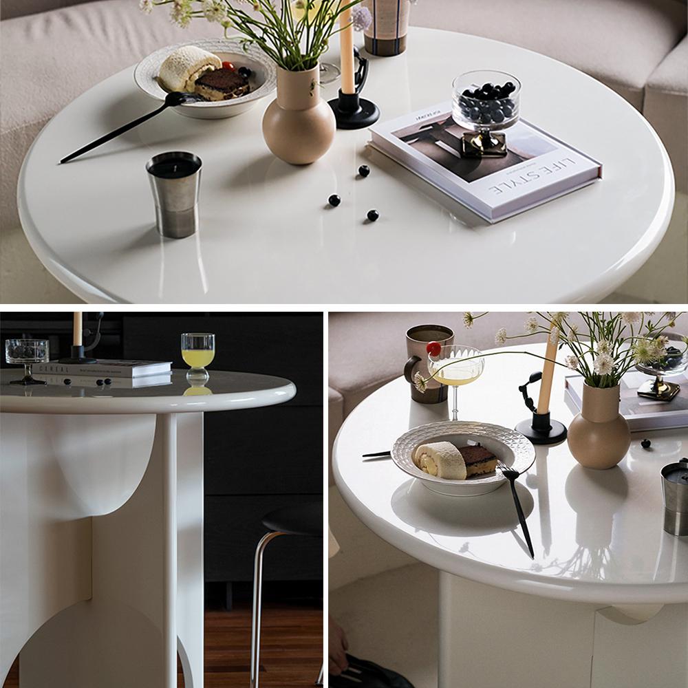 39" White Round Dining Table for 4 Seaters with Cross Base