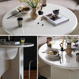 39" White Round Dining Table for 4 Seaters with Cross Base