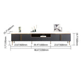 Black Minimalist TV Stand Stone Top 4-Door 1 Drawer Media Console-Richsoul-Furniture,Living Room Furniture,TV Stands