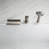 Victoria Deck Mount Waterfall Tub Faucet with Handheld Shower in Brushed Nickel